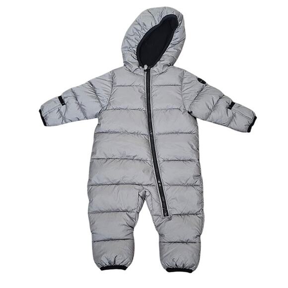 Michael Kors gray baby snow suit size 0-6 months puffer hooded full zip - Picture 1 of 4
